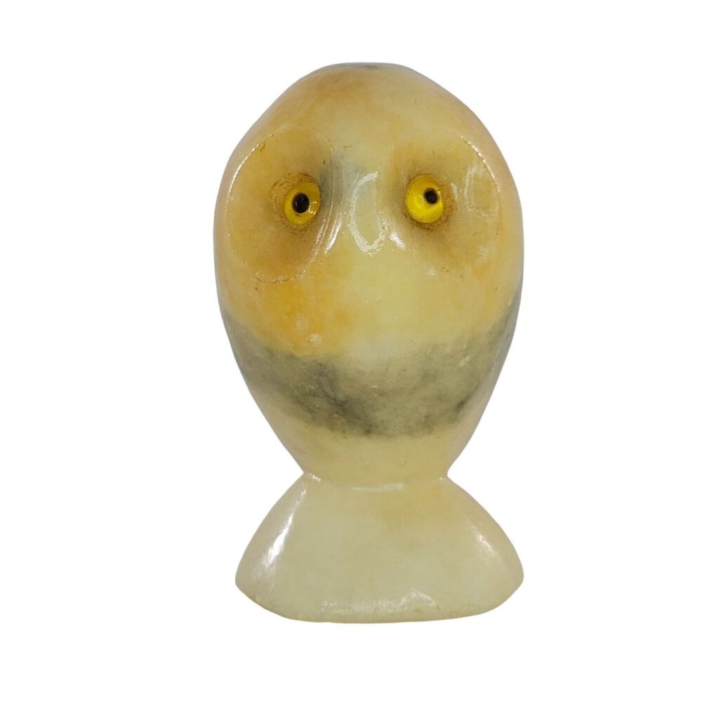 VIntage Hand Carved Italian Alabaster Owl Figurine Genuine Alabaster